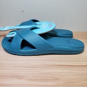 Totes Women's 10 Everywear Crossover Slide Sandals Black Lightweight‎ Waterproof